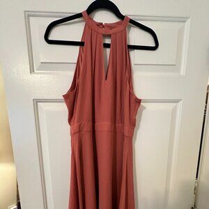 EXPRESS Peachy Blush Key-hole high neck mini dress size L